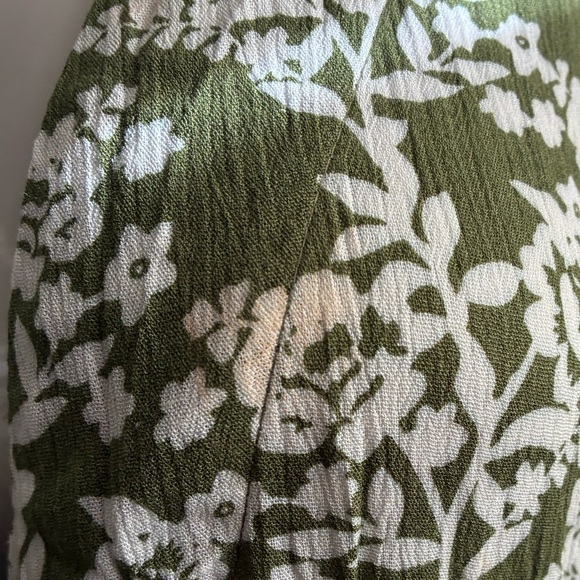 Papillon Wrap Green and White Ruffled Midi Dress S - Picture 15 of 16